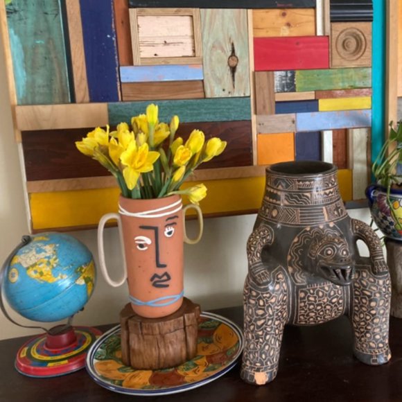 Anthropologie Ceramic Rustic Style Face Vase - Picture 4 of 4